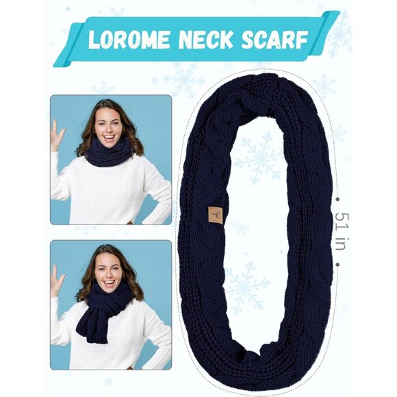 Women Blue Knit Beanie Hat, Gloves, Scarf & Ear Warmer Set - Winter - Picture 4 of 7